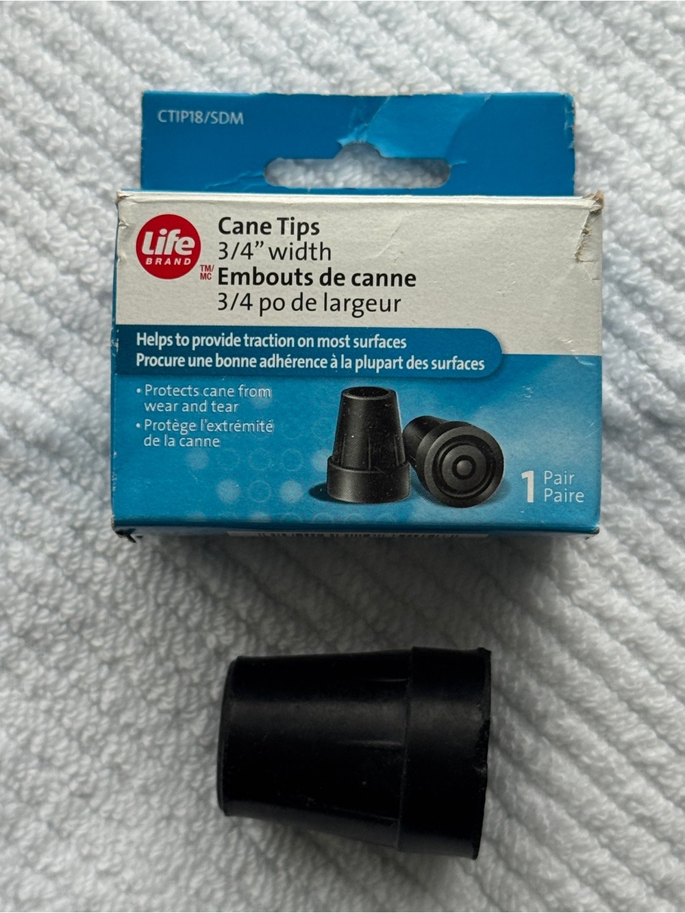 Life Brand 3/4” Cane Tip Replacement Rubber Foot CTIP18/SDM